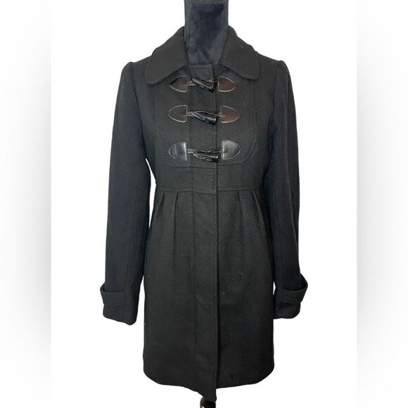 JACK WOMENS BLACK TOGGLE CLOSURE DRESS COAT WOMENS SIZE MEDIUM CLASSIC COAT - Picture 3 of 11
